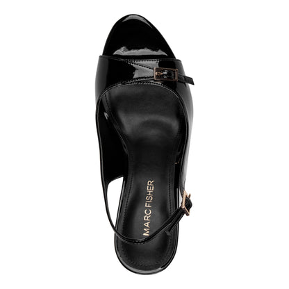Marc Fisher Paza Peep Toe Pump - Black Patent