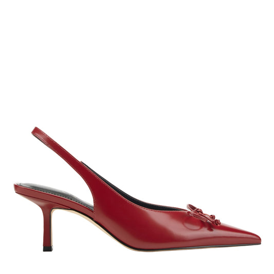 Marc Fisher Gretel Leather Bow Slingback Pump - Red Leather