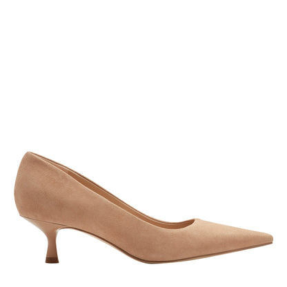 Marc Fisher Calynna Leather Kitten Heel Pump - Natural Suede