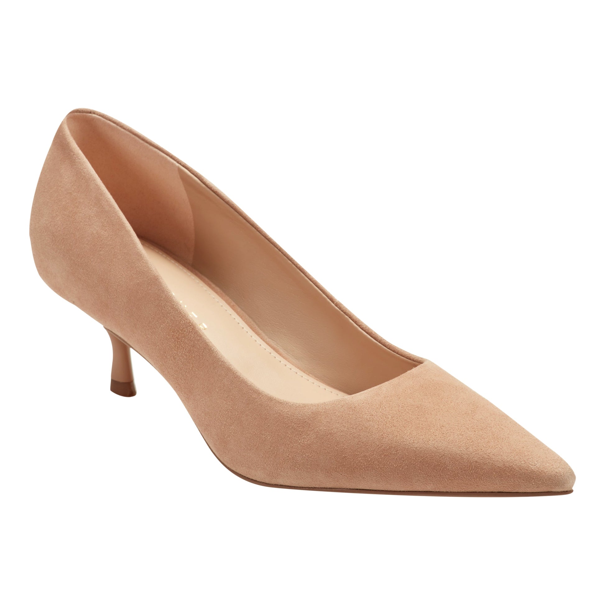 Marc Fisher Calynna Leather Kitten Heel Pump - Natural Suede