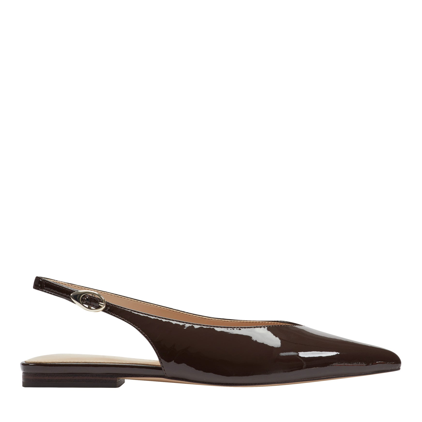 Marc Fisher Gabra Leather Slingback Flat - Brown Patent Leather