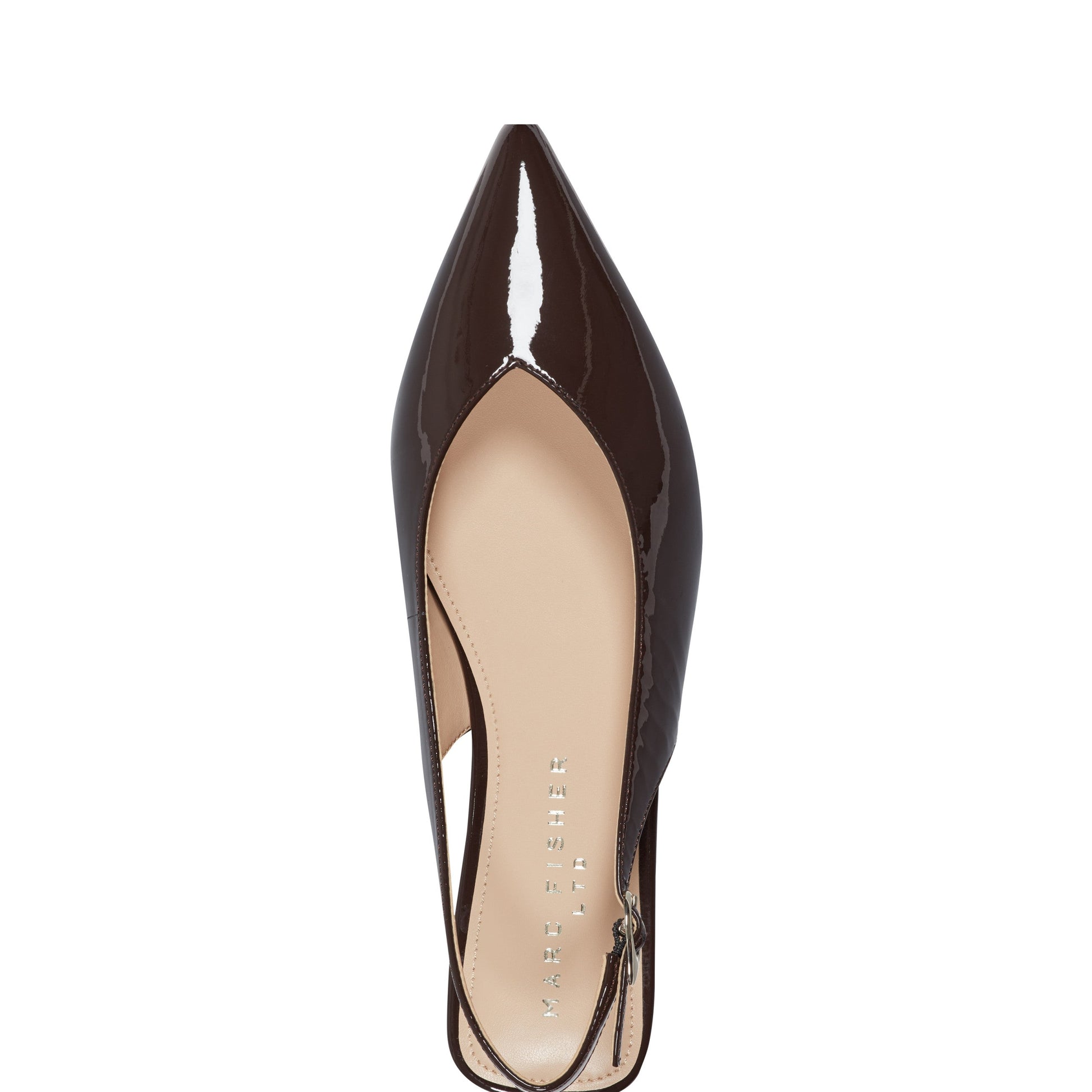 Marc Fisher Gabra Leather Slingback Flat - Brown Patent Leather