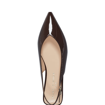Marc Fisher Gabra Leather Slingback Flat - Brown Patent Leather