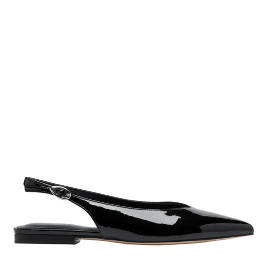Marc Fisher Gabra Leather Slingback Flat - Black Patent Leather
