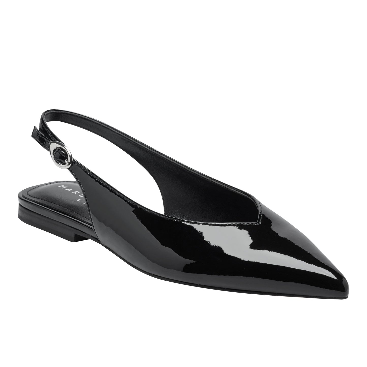 Marc Fisher Gabra Leather Slingback Flat - Black Patent Leather