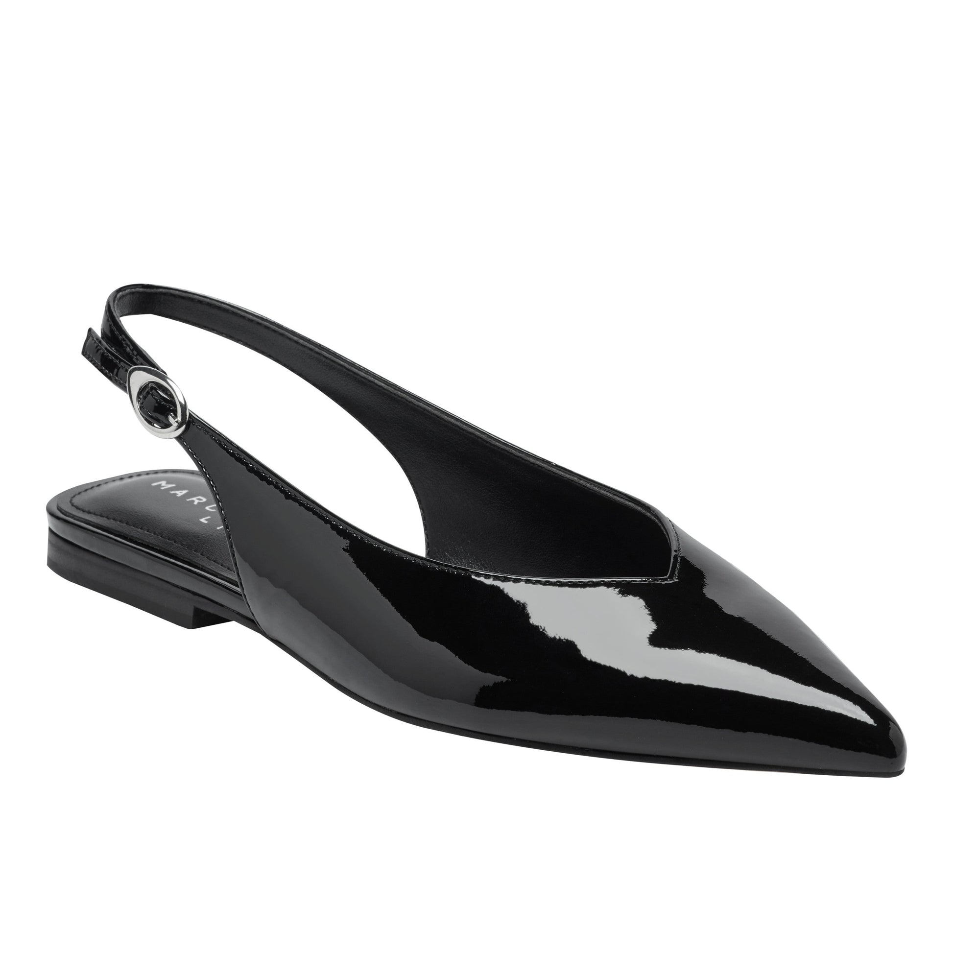 Marc Fisher Gabra Leather Slingback Flat - Black Patent Leather