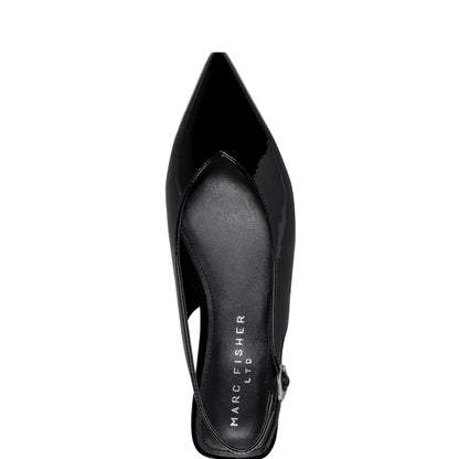 Marc Fisher Gabra Leather Slingback Flat - Black Patent Leather