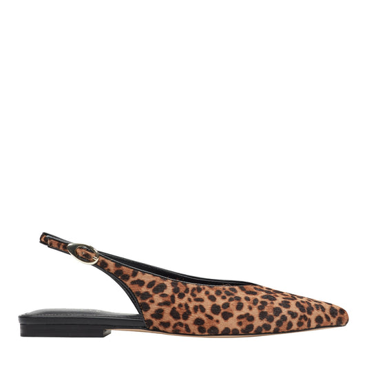 Marc Fisher Gabra Leather Slingback Flat - Leopard Printed Pony Hair