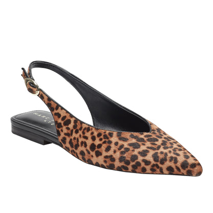 Marc Fisher Gabra Leather Slingback Flat - Leopard Printed Pony Hair