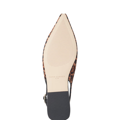 Marc Fisher Gabra Leather Slingback Flat - Leopard Printed Pony Hair