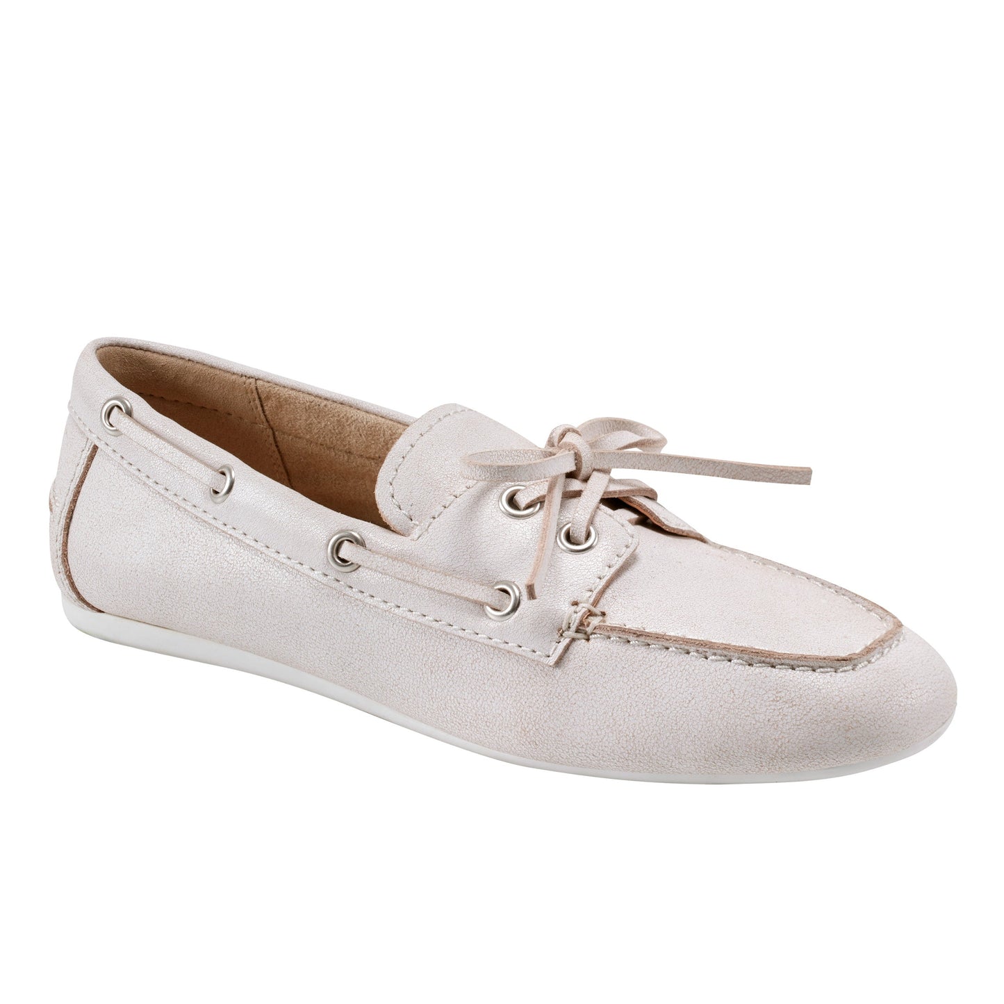 Marc Fisher Uleena Leather Boat Shoe - Light Natural Leather