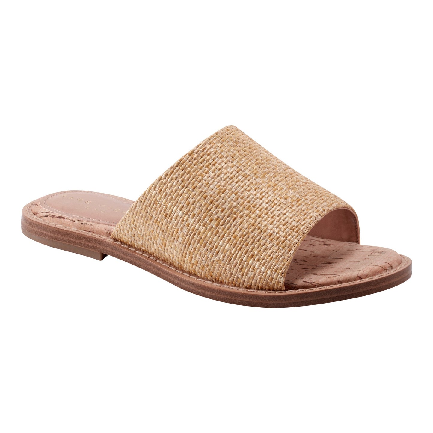 Marc Fisher Grayce Flat Slide Sandal - Natural Raffia