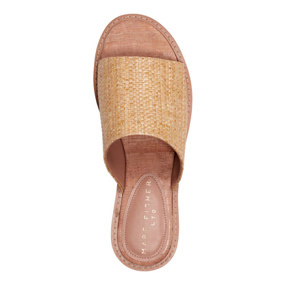 Marc Fisher Grayce Flat Slide Sandal - Natural Raffia