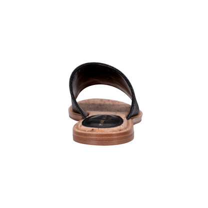 Marc Fisher Grayce Flat Slide Sandal - Black Raffia