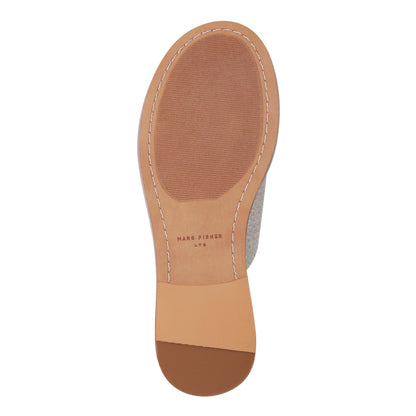 Marc Fisher Grayce Flat Slide Sandal - Light Grey Raffia