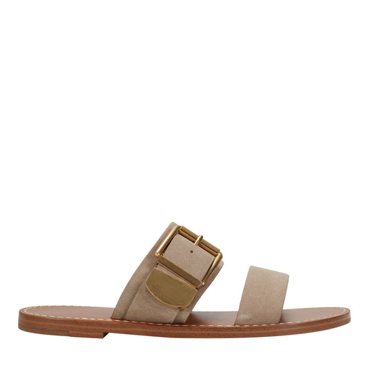 Marc Fisher Hallyn Leather Flat Slide Sandal - Taupe Suede