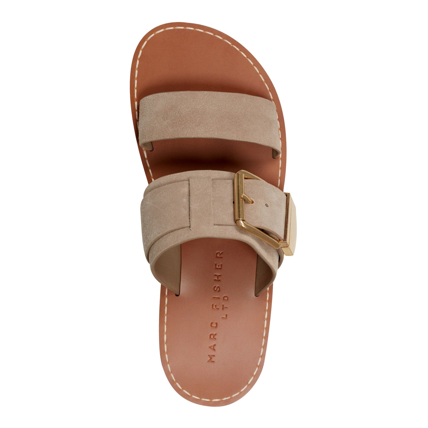 Marc Fisher Hallyn Leather Flat Slide Sandal - Taupe Suede