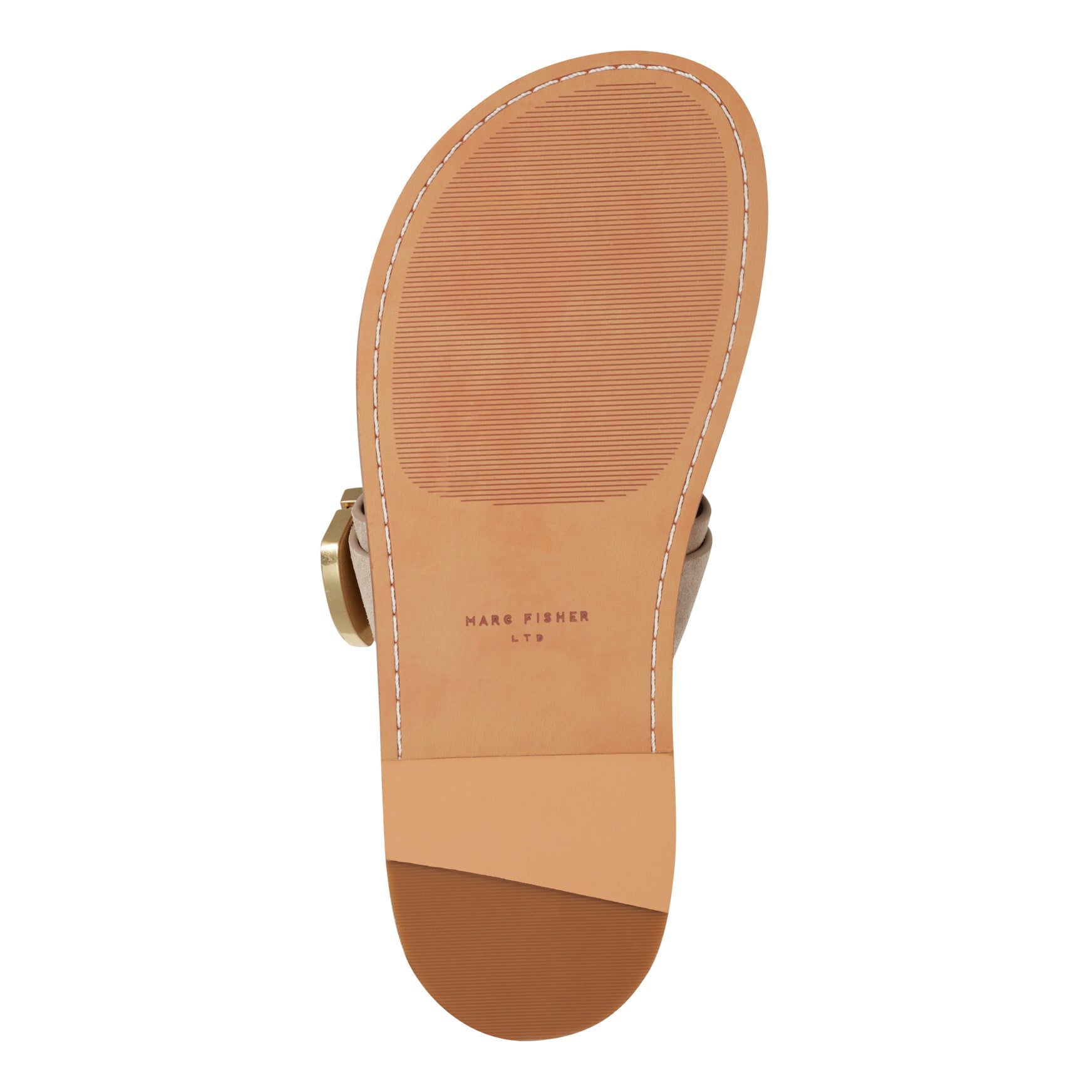 Marc Fisher Hallyn Leather Flat Slide Sandal - Taupe Suede