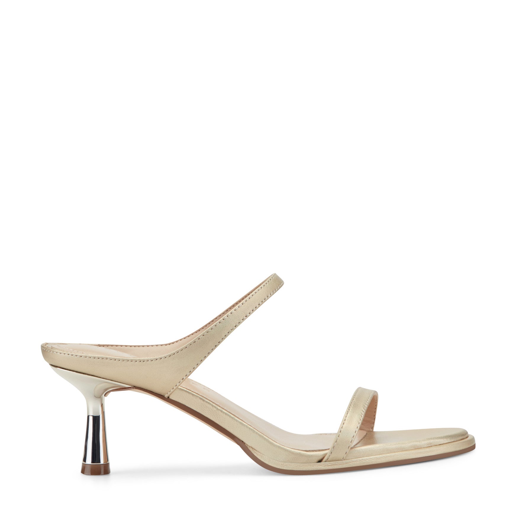 Marc Fisher Alonde Leather Heeled Slide Sandal - Platino Leather