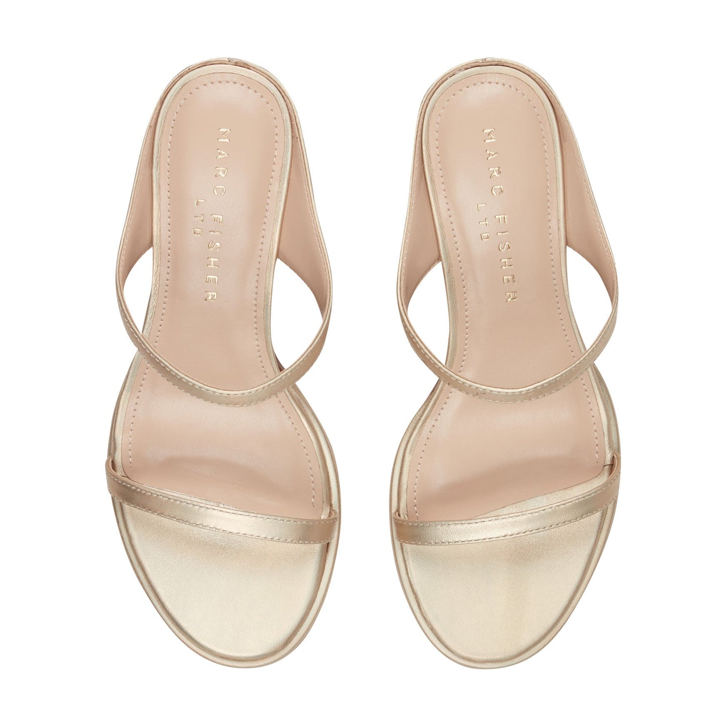 Marc Fisher Alonde Leather Heeled Slide Sandal - Platino Leather