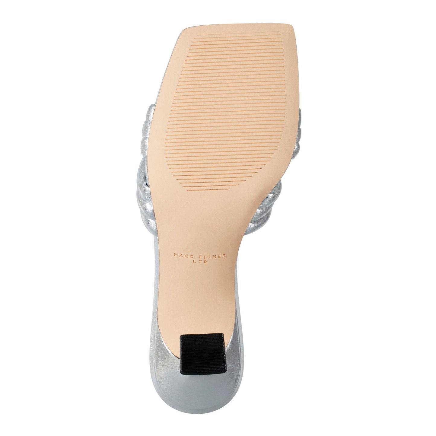 Marc Fisher Dru Knotted Leather Slide Sandal - Silver Leather