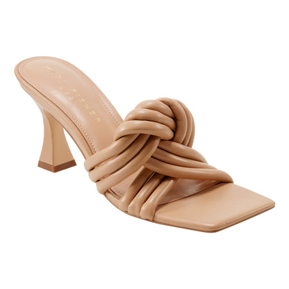 Marc Fisher Dru Knotted Leather Slide Sandal - Natural Leather