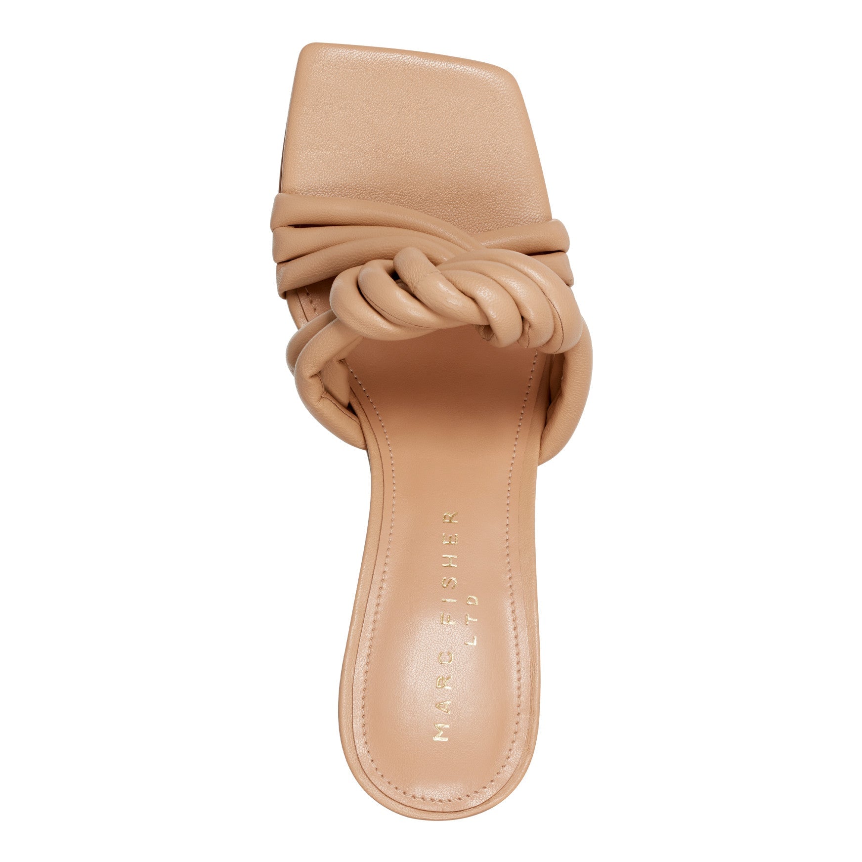 Marc Fisher Dru Knotted Leather Slide Sandal - Natural Leather
