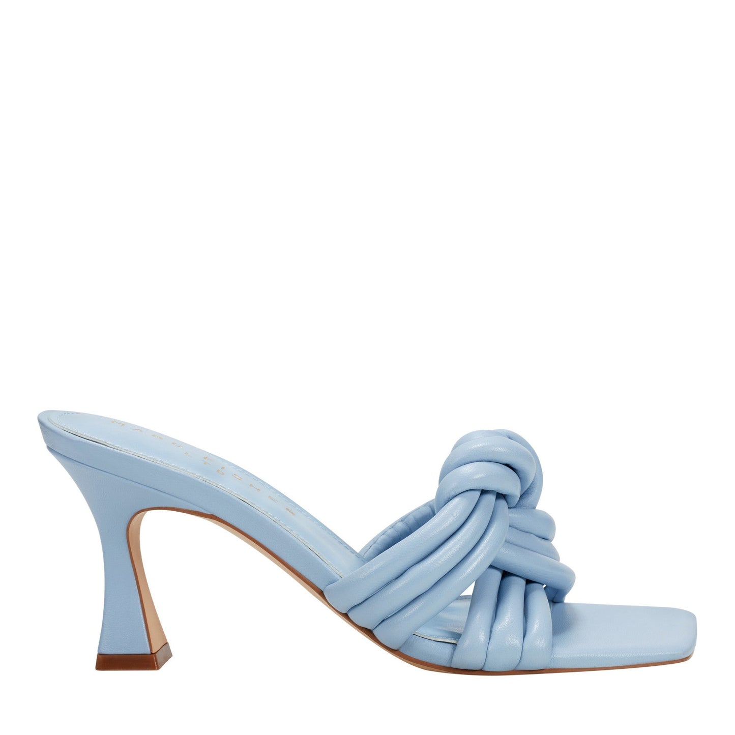 Marc Fisher Dru Knotted Leather Slide Sandal - Light Blue Leather