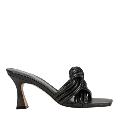 Marc Fisher Dru Knotted Leather Slide Sandal - Black Leather