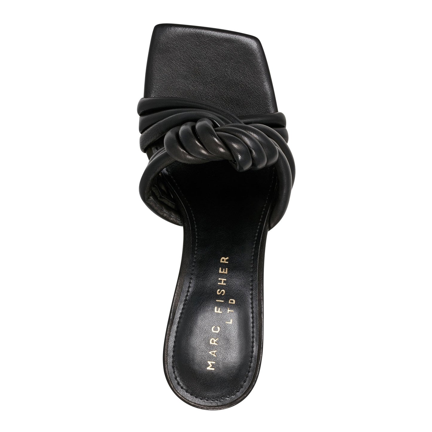 Marc Fisher Dru Knotted Leather Slide Sandal - Black Leather