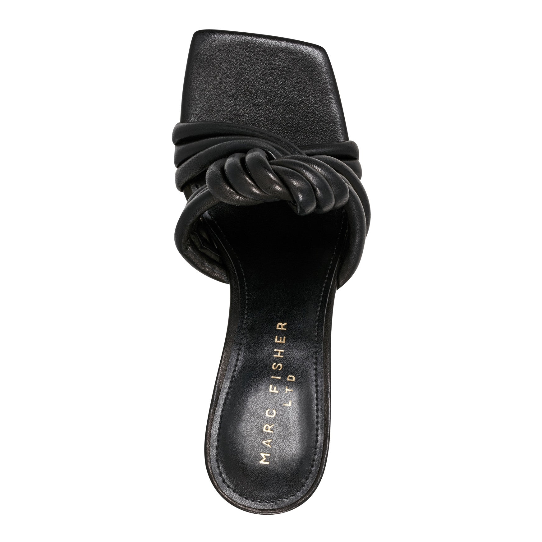 Marc Fisher Dru Knotted Leather Slide Sandal - Black Leather