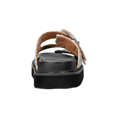Marc Fisher Auggie Woven Leather Footbed Sandal - Silver Leather