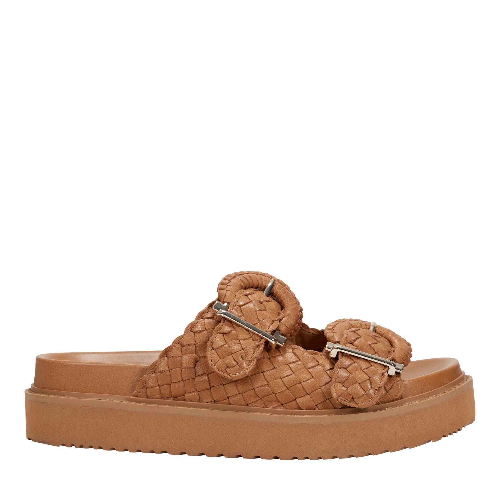 Marc Fisher Auggie Woven Leather Footbed Sandal - Natural Leather