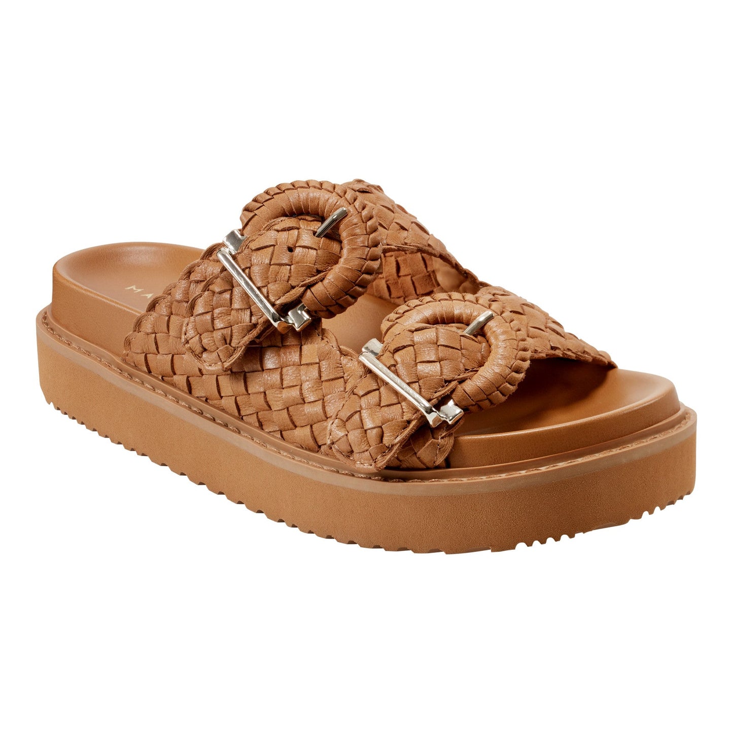 Marc Fisher Auggie Woven Leather Footbed Sandal - Natural Leather