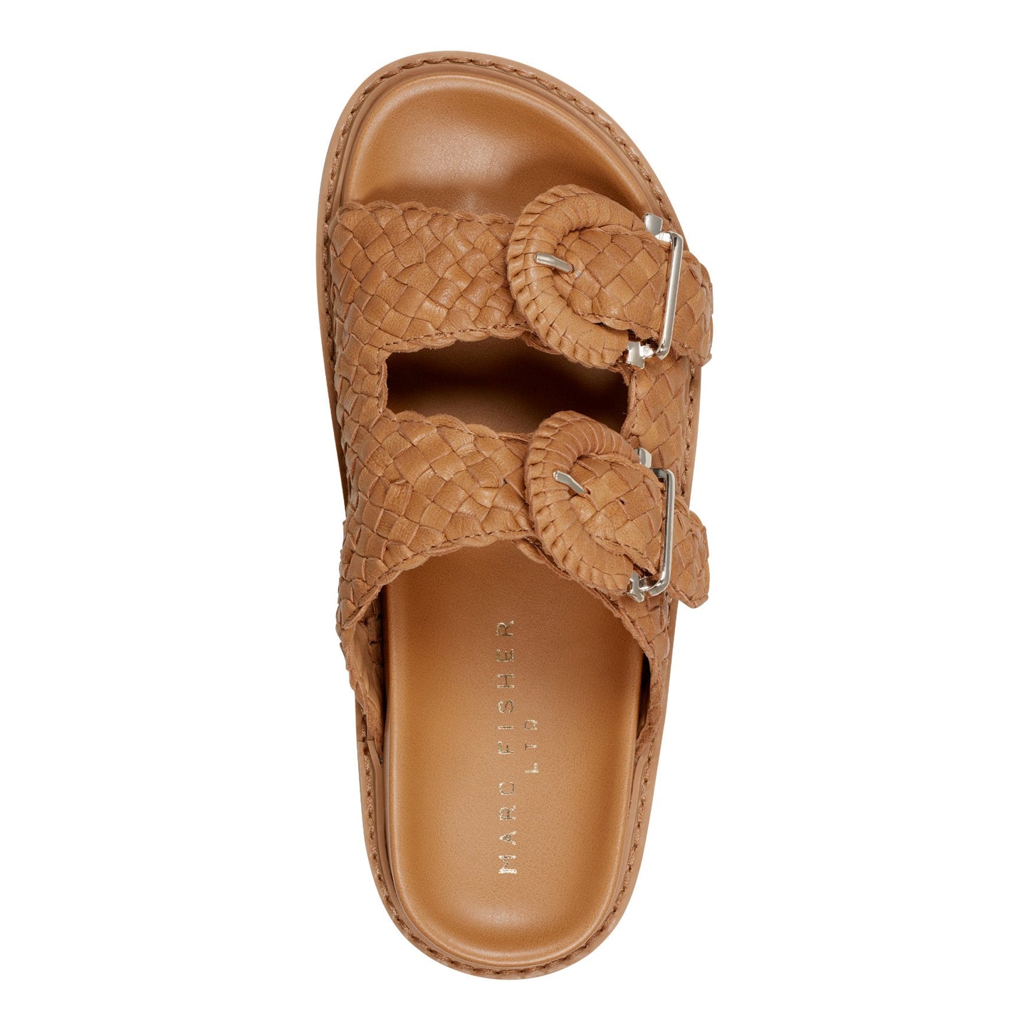 Marc Fisher Auggie Woven Leather Footbed Sandal - Natural Leather