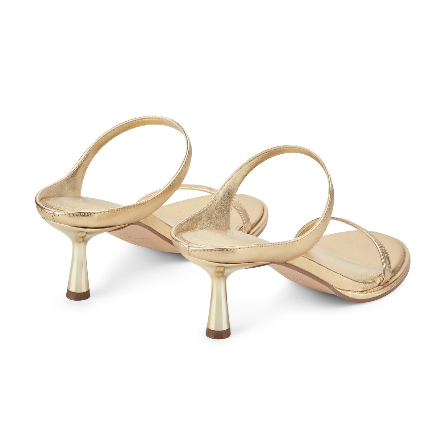Marc Fisher Alonde Leather Heeled Slide Sandal - Gold Leather