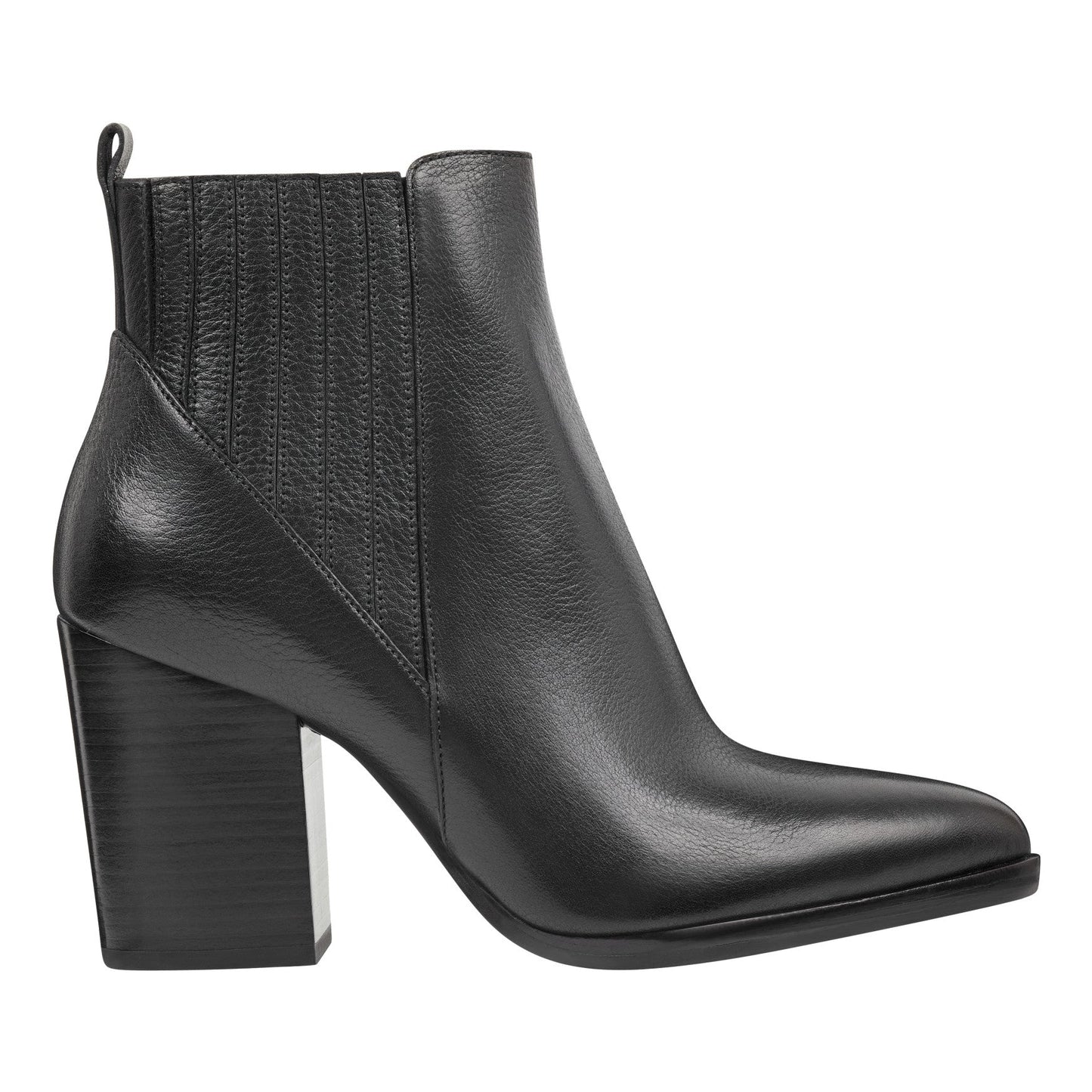Marc Fisher Alva Pointy Toe Leather Bootie - Black Leather