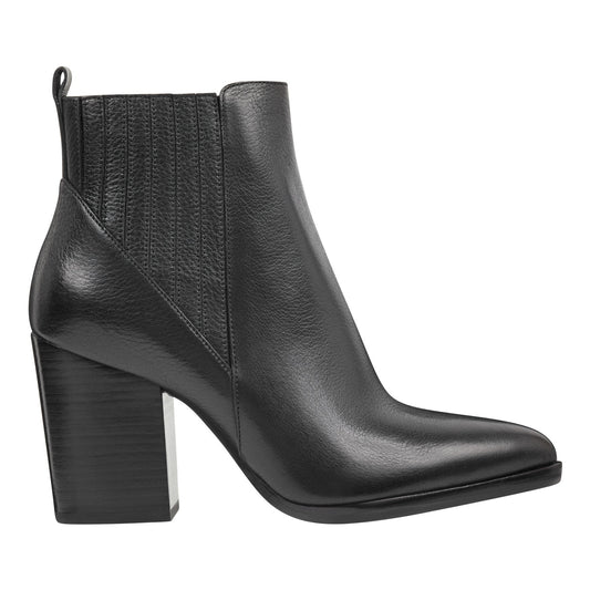 Marc Fisher Alva Pointy Toe Leather Bootie - Black Leather