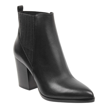 Marc Fisher Alva Pointy Toe Leather Bootie - Black Leather
