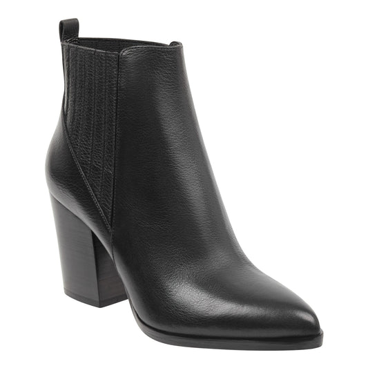 Marc Fisher Alva Pointy Toe Leather Bootie - Black Leather