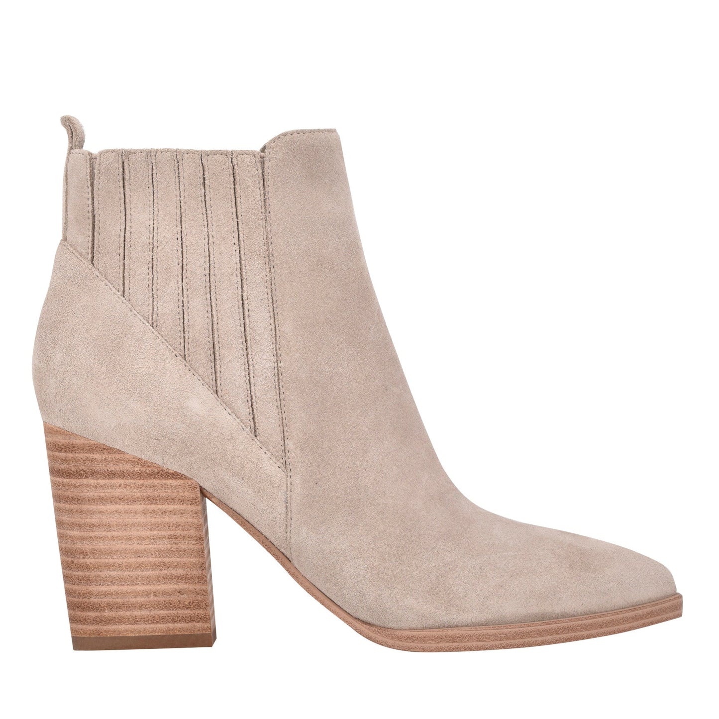 Marc Fisher Alva Pointy Toe Leather Bootie - Light Natural Suede