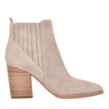 Marc Fisher Alva Pointy Toe Leather Bootie - Light Natural Suede