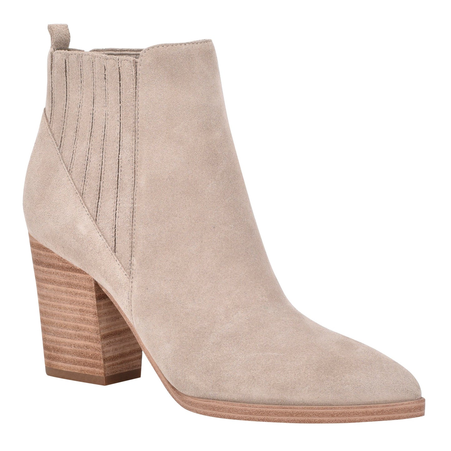 Marc Fisher Alva Pointy Toe Leather Bootie - Light Natural Suede