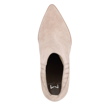 Marc Fisher Alva Pointy Toe Leather Bootie - Light Natural Suede