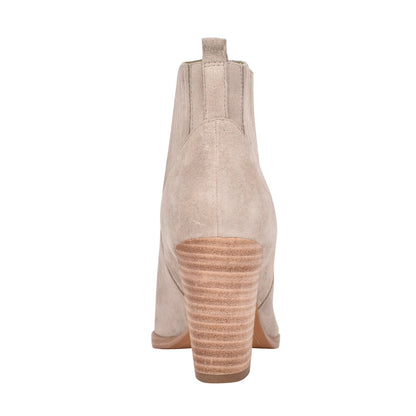 Marc Fisher Alva Pointy Toe Leather Bootie - Light Natural Suede