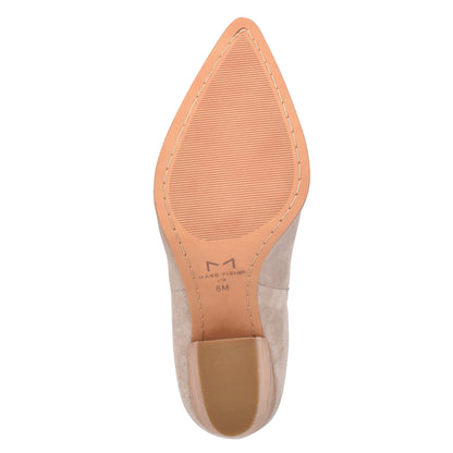Marc Fisher Alva Pointy Toe Leather Bootie - Light Natural Suede