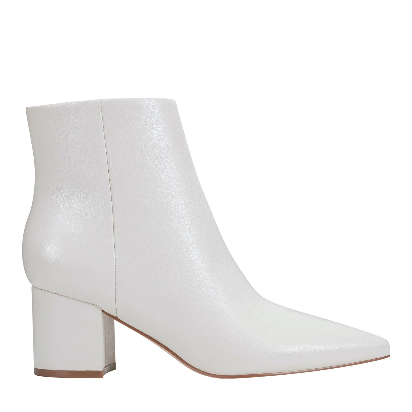 Marc Fisher Jarli Pointy Leather Ankle Bootie - Ivory Leather