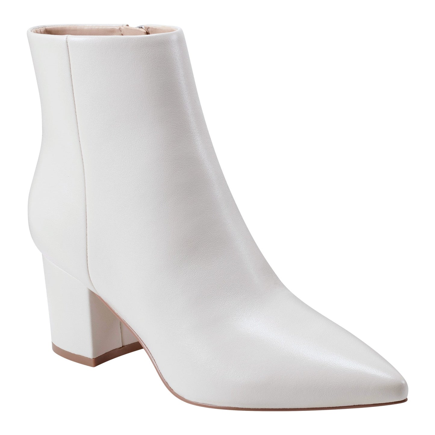 Marc Fisher Jarli Pointy Leather Ankle Bootie - Ivory Leather