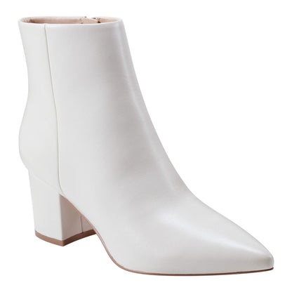 Marc Fisher Jarli Pointy Leather Ankle Bootie - Ivory Leather