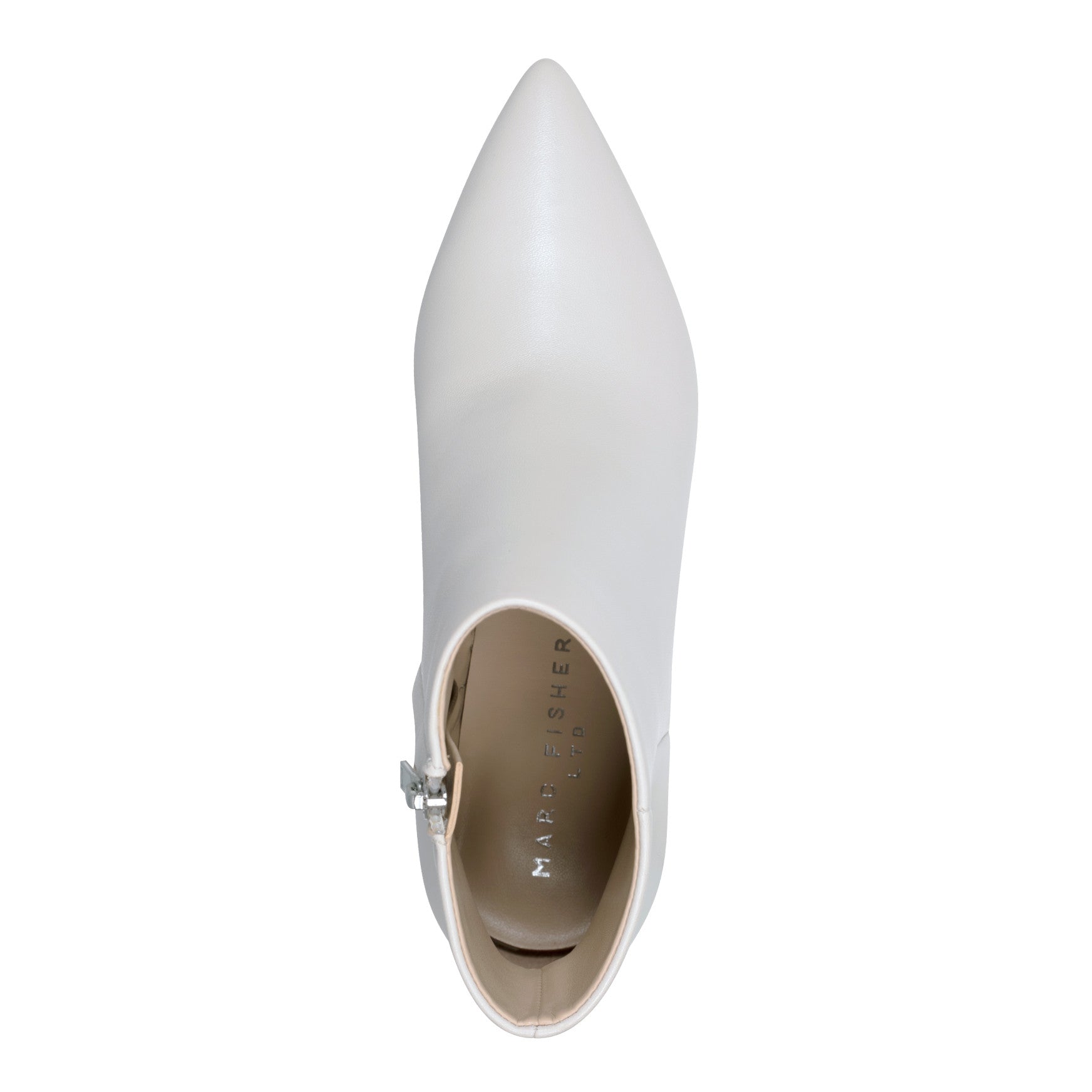 Marc Fisher Jarli Pointy Leather Ankle Bootie - Ivory Leather